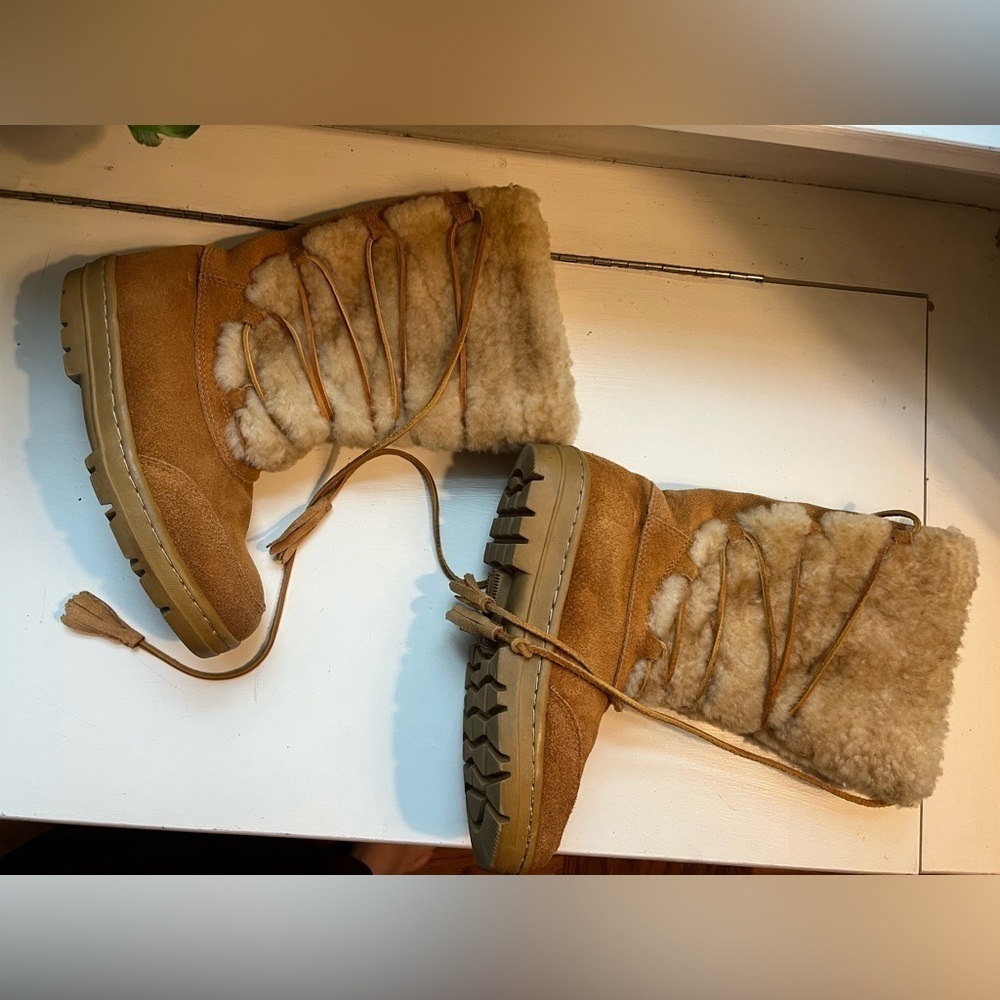 NWOT J. Crew Shearling Suede Wrap Boots 6 - Picture 2 of 11